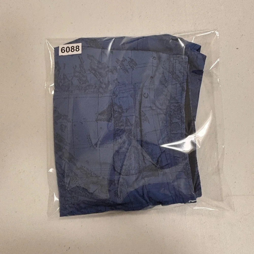LL Bean Mens Supplex Nylon Nautical Map Print Swim Trunks Blue Medium 0JBG5